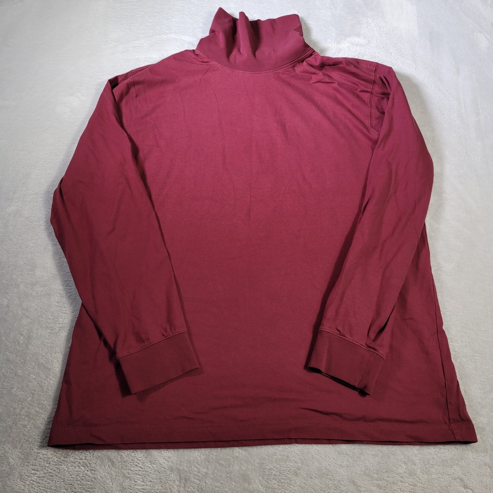 L.L. Bean Turtleneck Shirt Mens XL Tall Burgundy Cotton Long Sleeve 508106